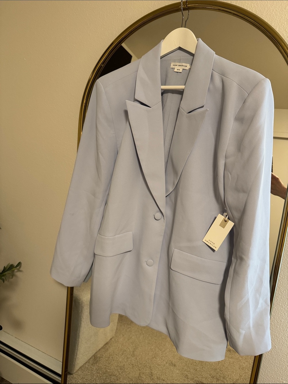 Good American Pastel Blue Single-Breasted Blazer